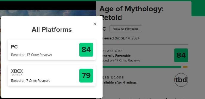 《神话时代：重述版》媒体评价均分84，Steam玩家好评如潮